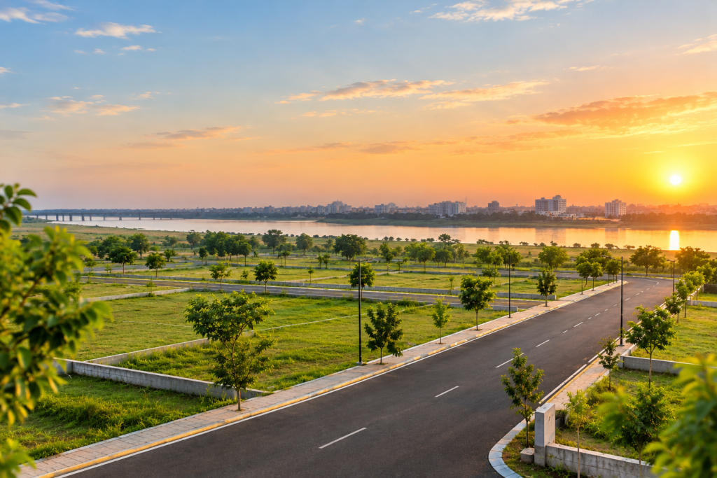 Residential plots in Patna with planned roads and green surroundings