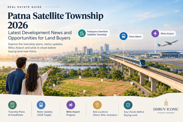 Patna real estate development featuring the proposed satellite township, Patna Metro, Bihta Airport and land plots, illustrating infrastructure growth and property investment considerations.